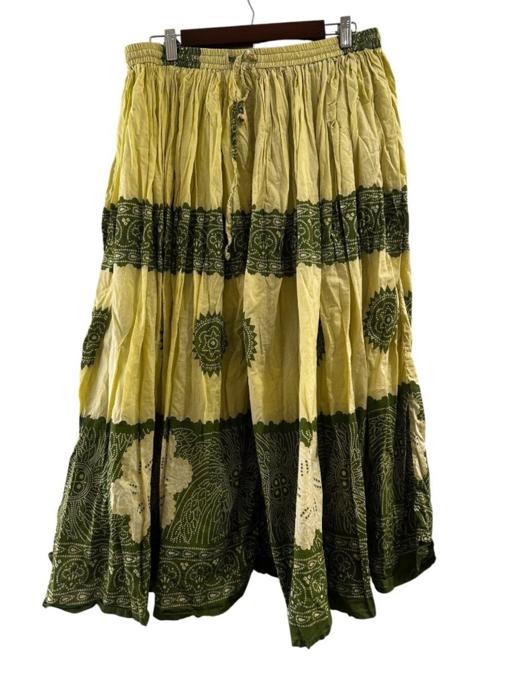 Veranesi Long Maxi Skirt & Top Set Large Green Pleated Flowy Floral Boho Gypsy - Picture 13 of 16